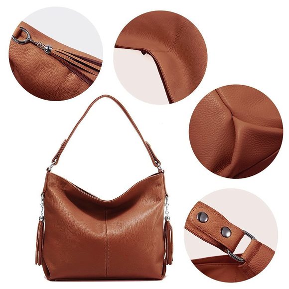 Soft Real Genuine Leather Tassel Handbag Ladies Shoulder Tote O_O